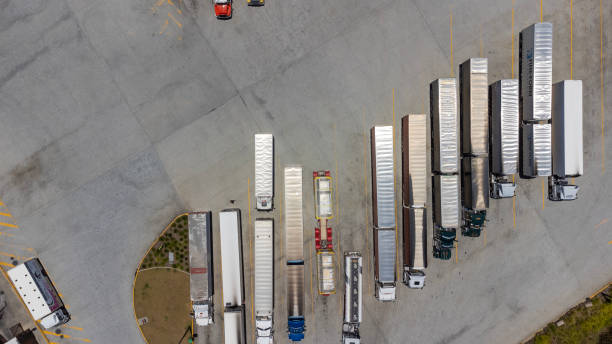 istock Semi Trailer Trucks Parked at a Truck Stop 1447890896