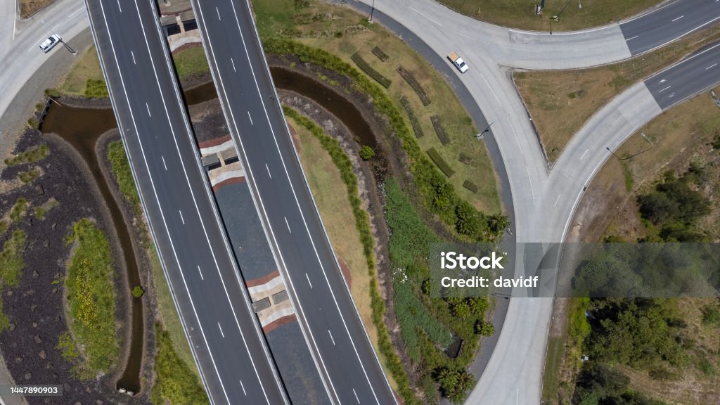 Motorway Intersection View Motorway Roundabout And Intersection Aerial View Stock Photo - Download ...