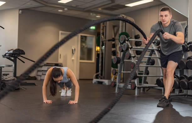 istock Couple having cross training at the gym 1447891732