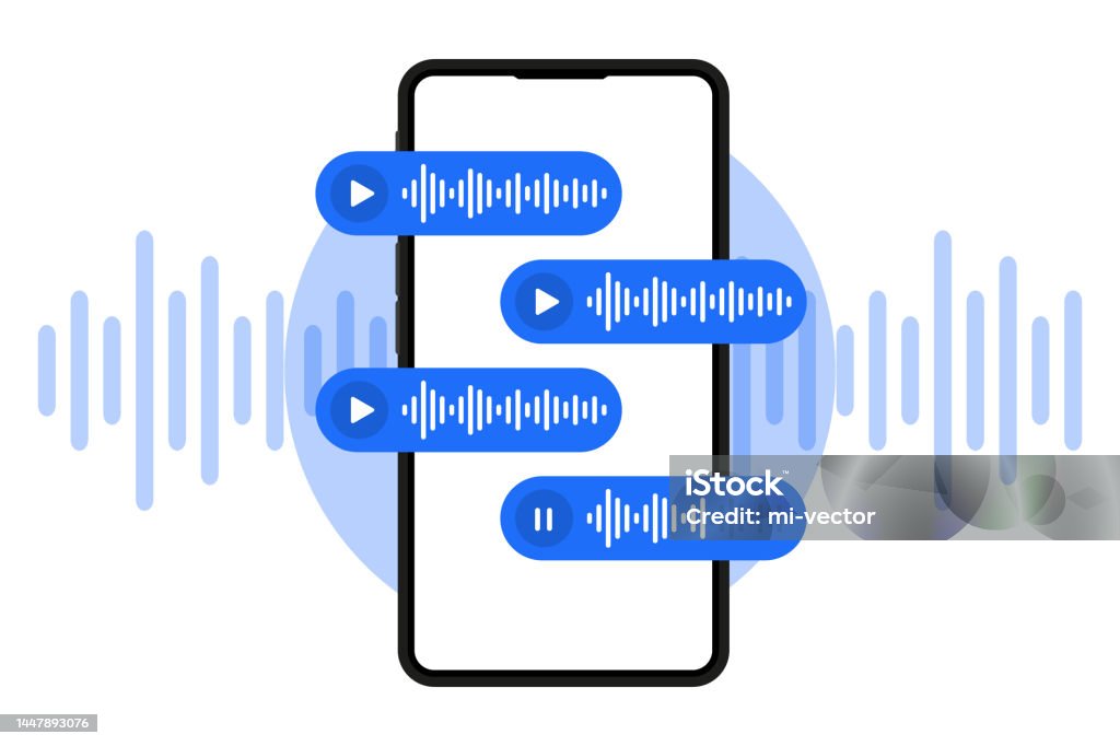 Phone Message Audio Voice And Audio Messages Smartphone With Voice Messages On Screen ...