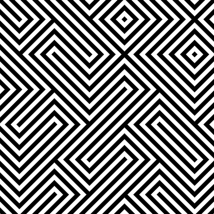 Labyrinth pattern like made of striped squares
