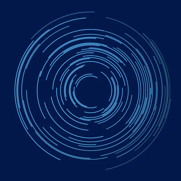 Vector illustration of Orbital discrete line in concentric circles.