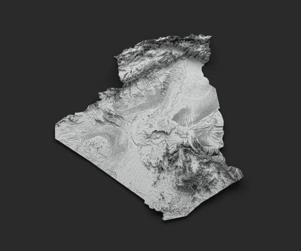 istock Algeria Map Shaded relief Color Height map on isolated Background 3d illustration 1447897992