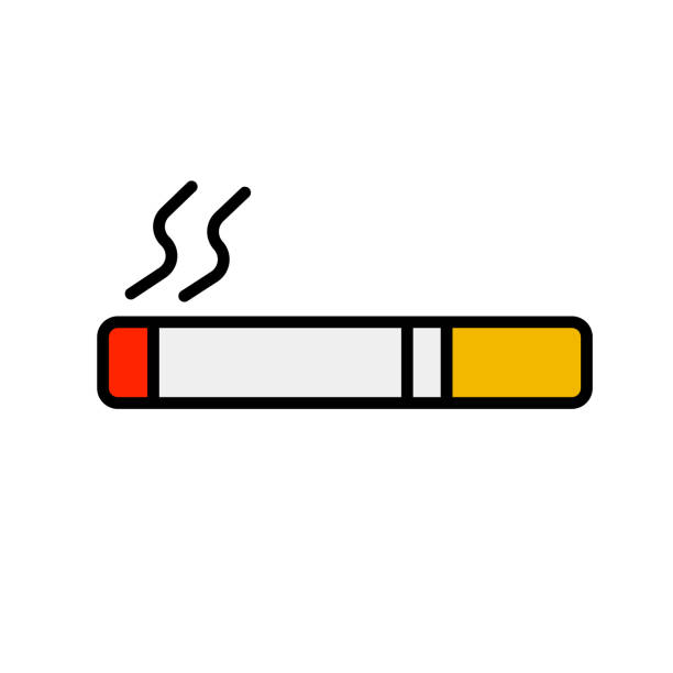 A cigarette and smoke. Smoking area icon. No smoking. Vector. A cigarette and smoke. Smoking area icon. No smoking. Editable vector. chewing tobacco stock illustrations