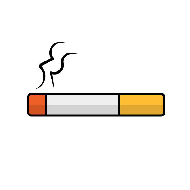 Flat design cigarette icon and smoke. Smoking. Vector. Flat design cigarette icon and smoke. Smoking. Editable vector. chewing tobacco stock illustrations