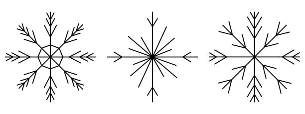 płatki śniegu. szkic. zestaw delikatnych kryształów o skomplikowanym kształcie. płatki śniegu. - three different refrigerators stock illustrations