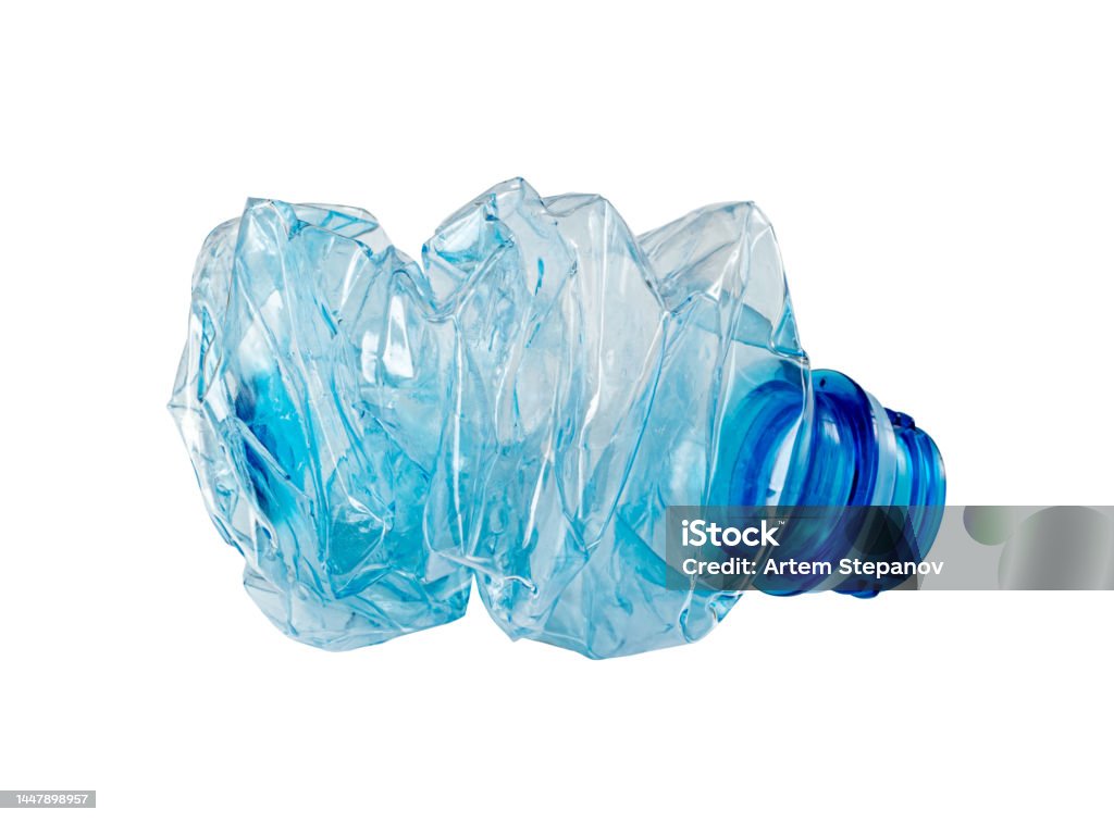 Squashed Plastic Empty Plastic Bottle Isolated Crumpled Plastic Bottle Global Pollution ...