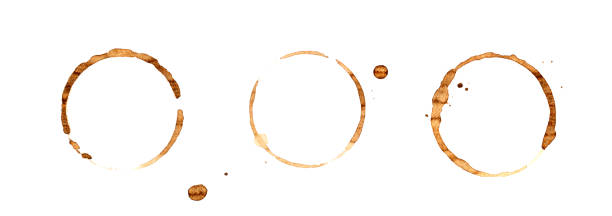 Coffee Stain Isolated, Coffe Stamp, Brown Drink Round Mark, Splash, Spill, Texture Coffee Stain Isolated, Coffe Wet Stamp, Mug Bottom Round Mark, Spilled Coffee Circle Stain Texture on White Background water rings stock pictures, royalty-free photos & images