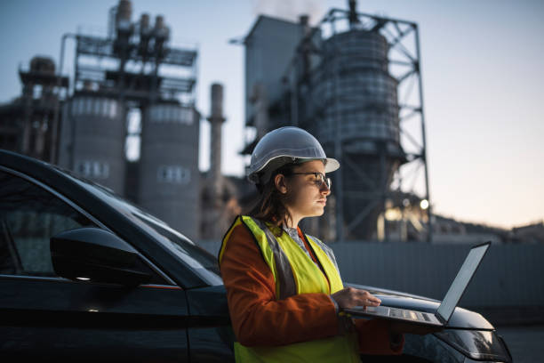 istock Engineer at industrial plant working late at night . 1447902871