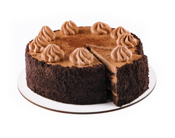 istock Chocolate Cake with Chocolate Fudge Drizzled Icing and Chocolate Curls isolated 1447905845