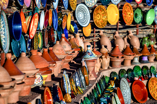 Tourist market stall with Nepalese souvenirs and Buddha statues for sale, Patan, Nepal, Asia