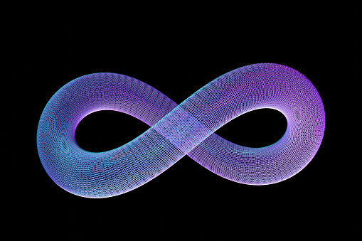 neon lights and infinity shape. Abstract background