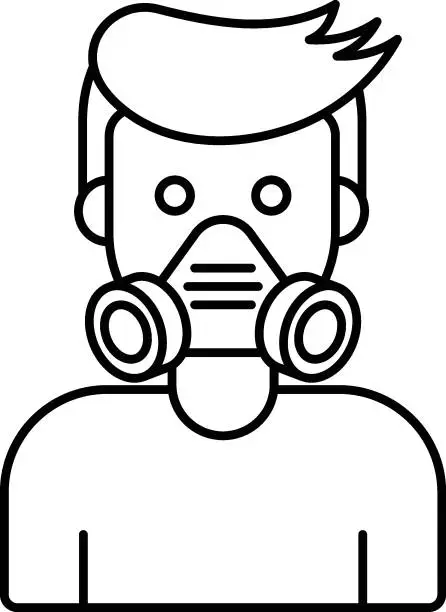 Vector illustration of air-purifying respirators concept, atmosphere-supplying respirators vector icon design, Environmental pollution symbol, Chemical Biological contamination sign, Pollutants stock illustration