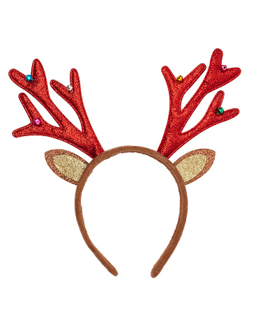 Funny Santa reindeer headband horns isolated on white background (with clipping path)