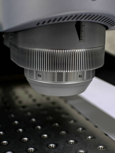 istock Profilometer head above a steel plate with threaded holes 1447913300