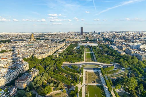 A fisheye view from the top of Arc de Triomphe.