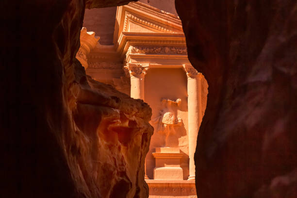 istock Petra, Jordan Siq, Treasury, Al Khazneh frame view 1447918099