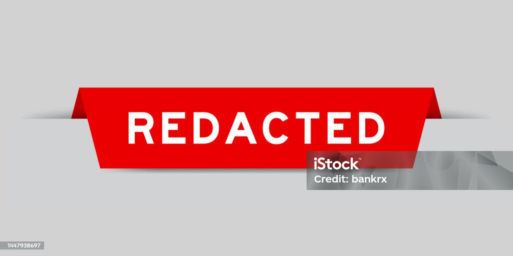 Redacted Text Insert Red Color Inserted Label With Word Redacted On Gray Background Stock ...