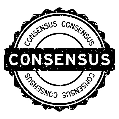Grunge black consensus word round rubber seal stamp on white background