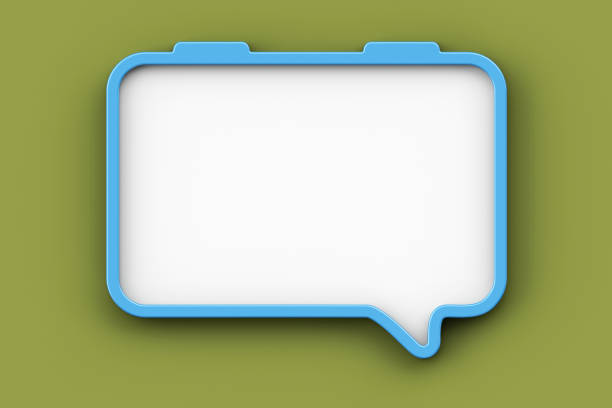 Abstract light blue square frame on green background, Speech bubble, social media comment, banner advertising, promotion and sale billboard, dialogue box infographic, 3d rendering