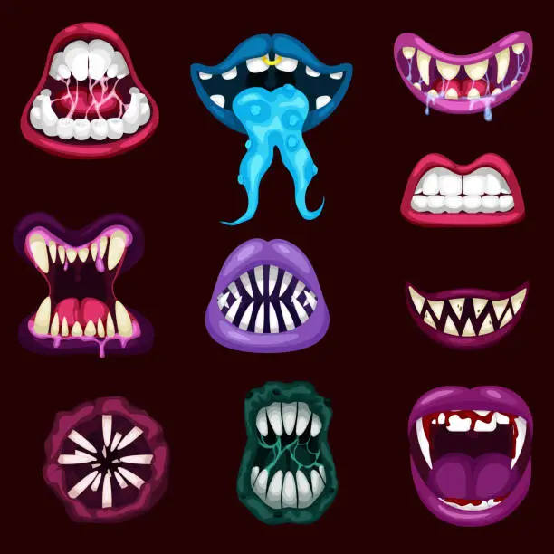 Vector illustration of Cartoon_monster_mouth