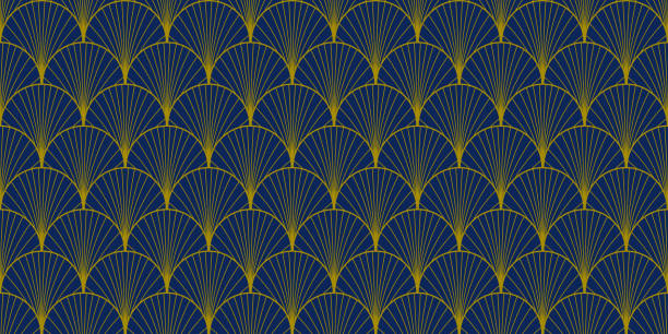 Blue and gold luxury geometric seamless pattern Blue and gold luxury geometric seamless pattern. Dark blue and gold texture. Graphic modern design. Abstract retro vector background. royal blue stock illustrations