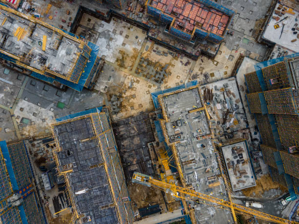 istock Aerial view of residential construction site 1447942330
