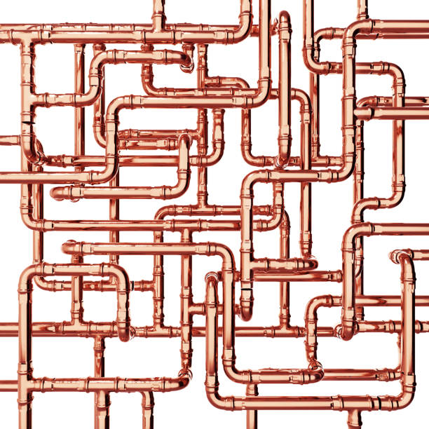 istock Copper plumbing on a white background. 3d illustration 1447942544