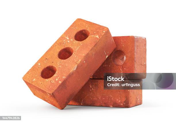 Basic Red Brick Stacked Pattern Red Brick Stack Isolated On A White Background 3d Illustration Stock ...