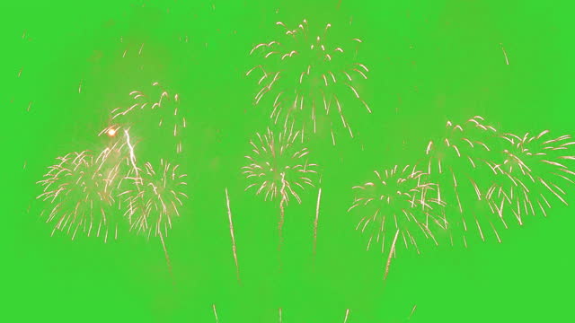 Fireworks on green screen
