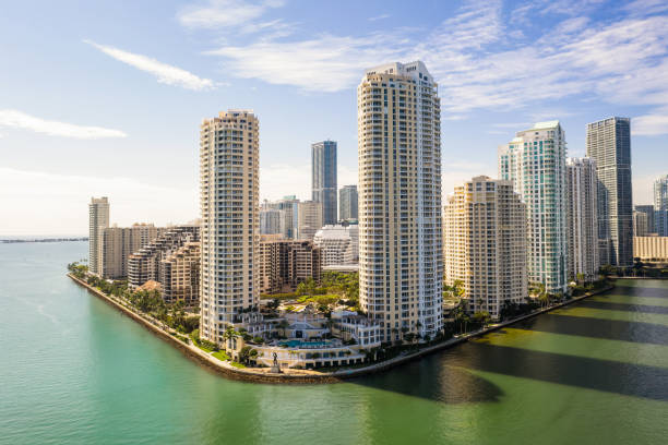 istock Aerial drone view on Brickell Key island 1447952691
