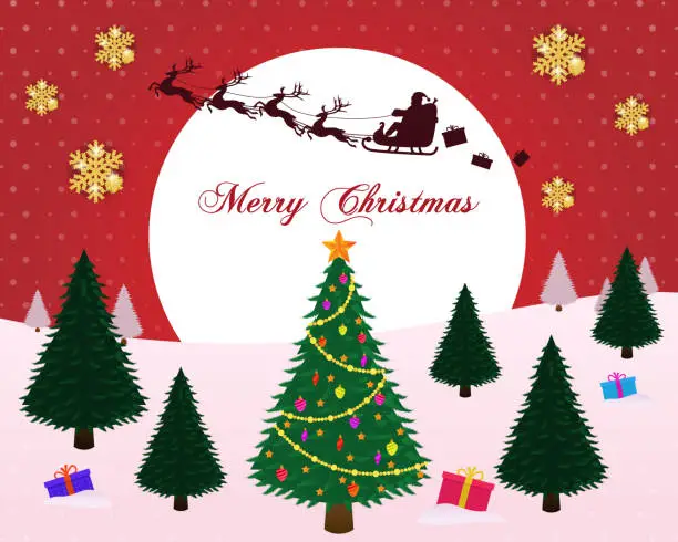 Vector illustration of Merry Christmas greeting graphic