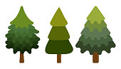 istock Illustration of Christmas trees. A set of icons of isolated vector illustrations. The traditional symbol of the New Year and Christmas is the Christmas tree. 1447954165
