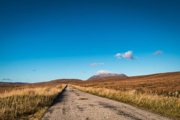 Landscape of an iconic mountain in Wester Ross, Scotland called an Teallach. The road has social history.