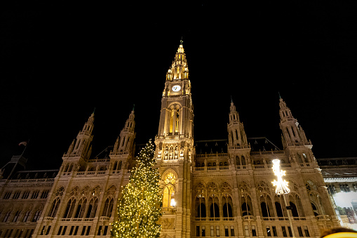 Christmas decorations and lights of the city of Vienna in Austria.