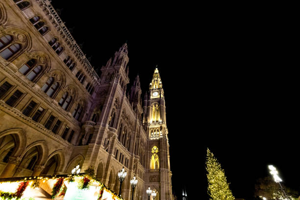 istock Vienna City Hall and its Christmas tree at night. 1447955938