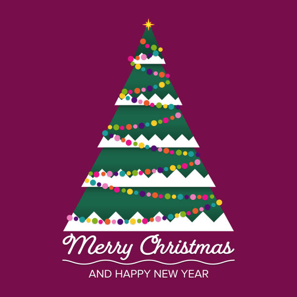 istock image of christmas tree is composed of star, color garland and snow on branches 1447956037