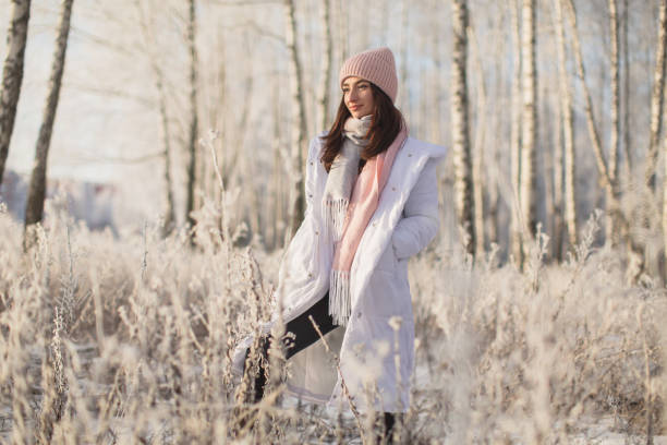 Warm clothes. Pretty woman