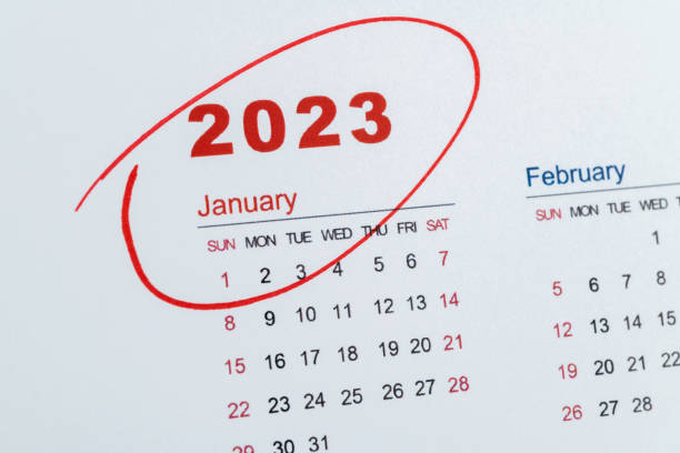istock Red mark on the calendar at January 1447964217