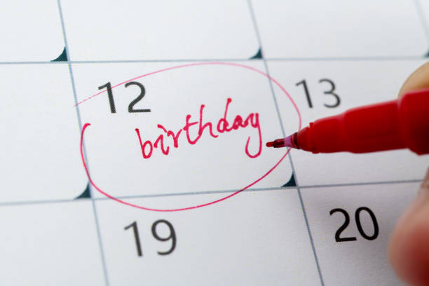 istock Calendar with marked birthday date 1447964232