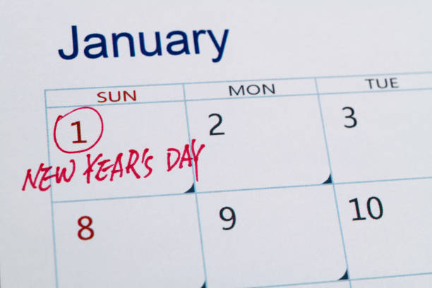 istock Red mark on the calendar at January 1 1447964317