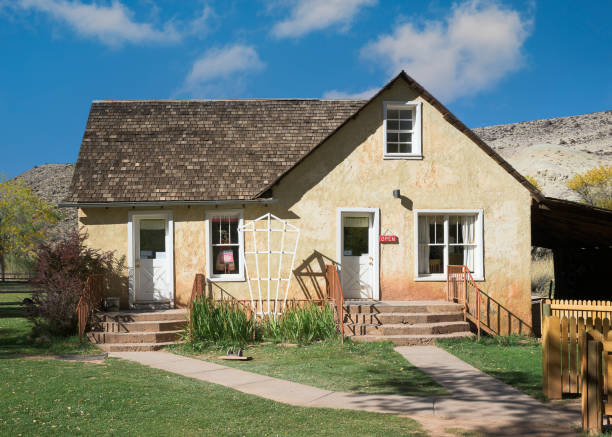 Torrey, Utah, USA - October 28, 2022: House at the Gifford Homestead on Scenic Drive in Capitol Reef National Park. The Gifford House in known for its homemade fruit pies.