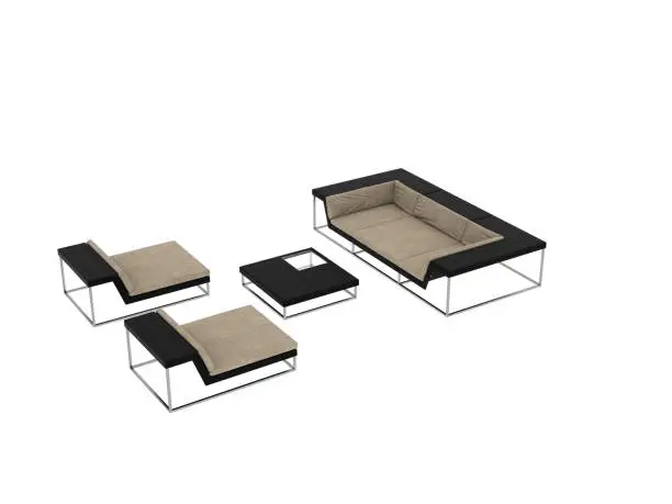 3d render of modern sofa set and coffee table