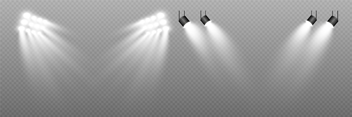 White scene on with spotlights. Vector illustration.