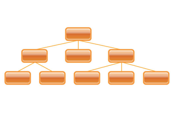 istock Business organization chart with business men and women. Strokes/lines have not been expanded. 1447970218
