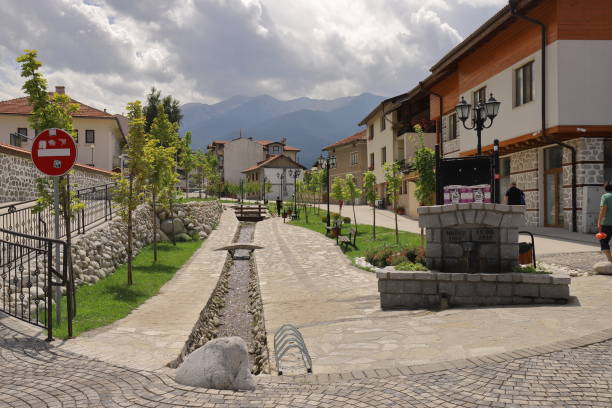 In the town centre of Bansko stock photo