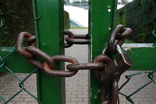 locked chain stock photo