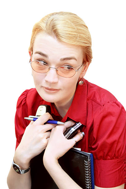 sad office woman stock photo