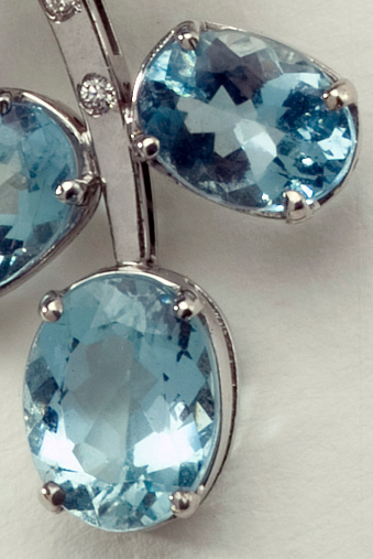 Aquamarine  ornamented jewel, close-up.
