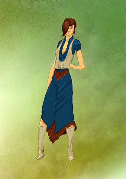 fashion concept blue & brown vector art illustration